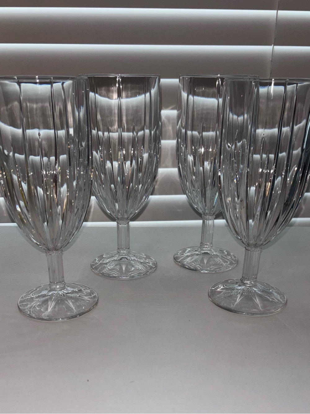 Marquis by Waterford Omega Set of 4 Clear Ribbed Goblets ice tea cocktail